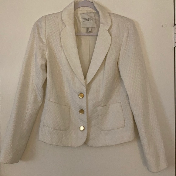 Forever 21 Textured Cream Blazer with Gold Buttons - Picture 1 of 4